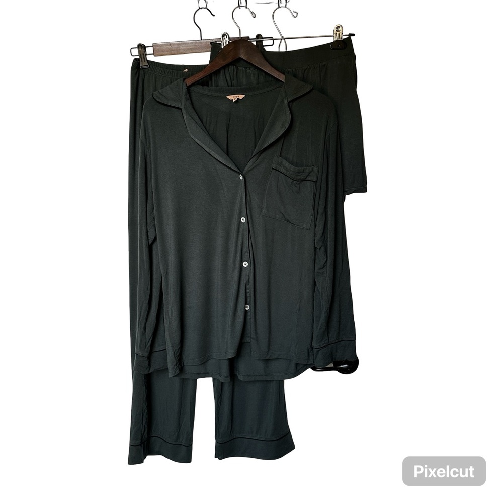 Eberjey Gisele Pajamas Dark Green 3 pieces XS